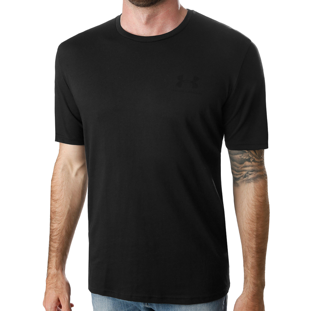 Мужское теннисное поло Under Armour Sportstyle Left Chest T-Shirt Men - Black, Dark Grey