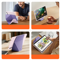 Чехол книжка розового цвета от Dux Ducis для Samsung Tab S10 FE, Tab S9 и Tab S9 FE, серия Vers Series Case, с магнитным держателем Pencil