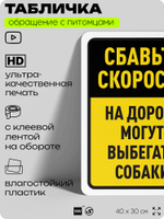Табличка "На дорогу могут выбегать животные" на дверь и забор, для двора, дома, подъезда, 40х30 см, Silver Plane x Айдентика Технолоджи