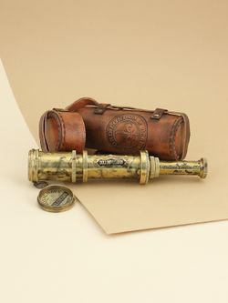 Nautical Подзорная труба в кожаном футляре