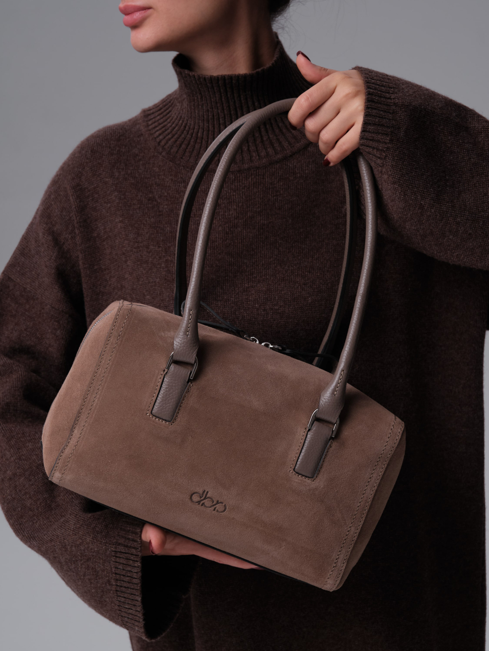 Замшевая сумка DBR 31333 серо-коричневый велюр