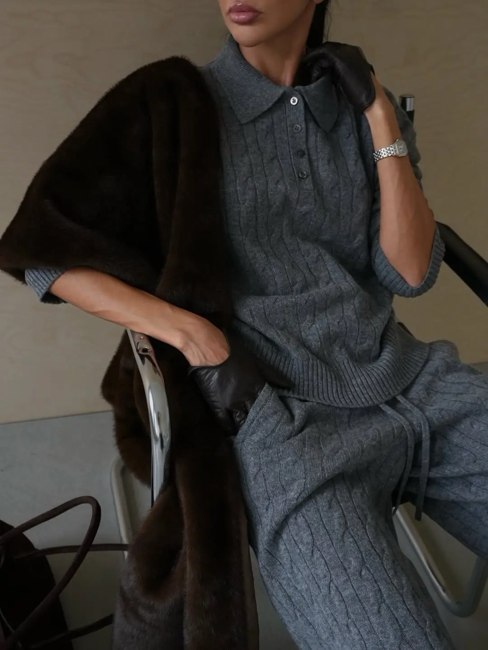 Костюм из кашемира и шерсти мериноса, Серый