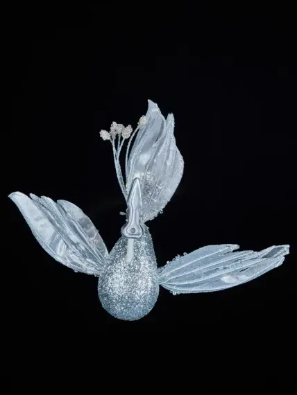 Елочное украшение Птица счастья 18*25 см., на клипсе, серебро, бисер, Christmas DeLuxe (88897)