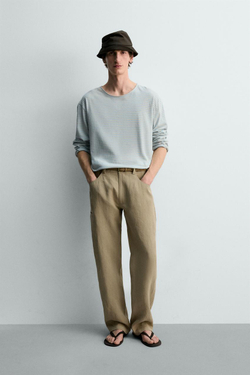 ZARA ЖАККАРДОВАЯ ФУТБОЛКА В ПОЛОСКУ, ГОЛУБОЙ