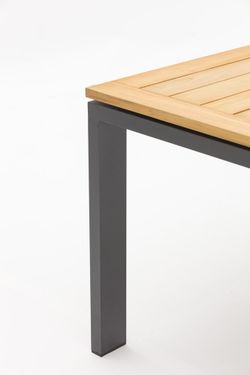 Lyon 220, стол антрацит/натуральный, алюминий/тик