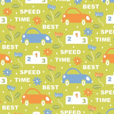 Buy kids fabric green cars