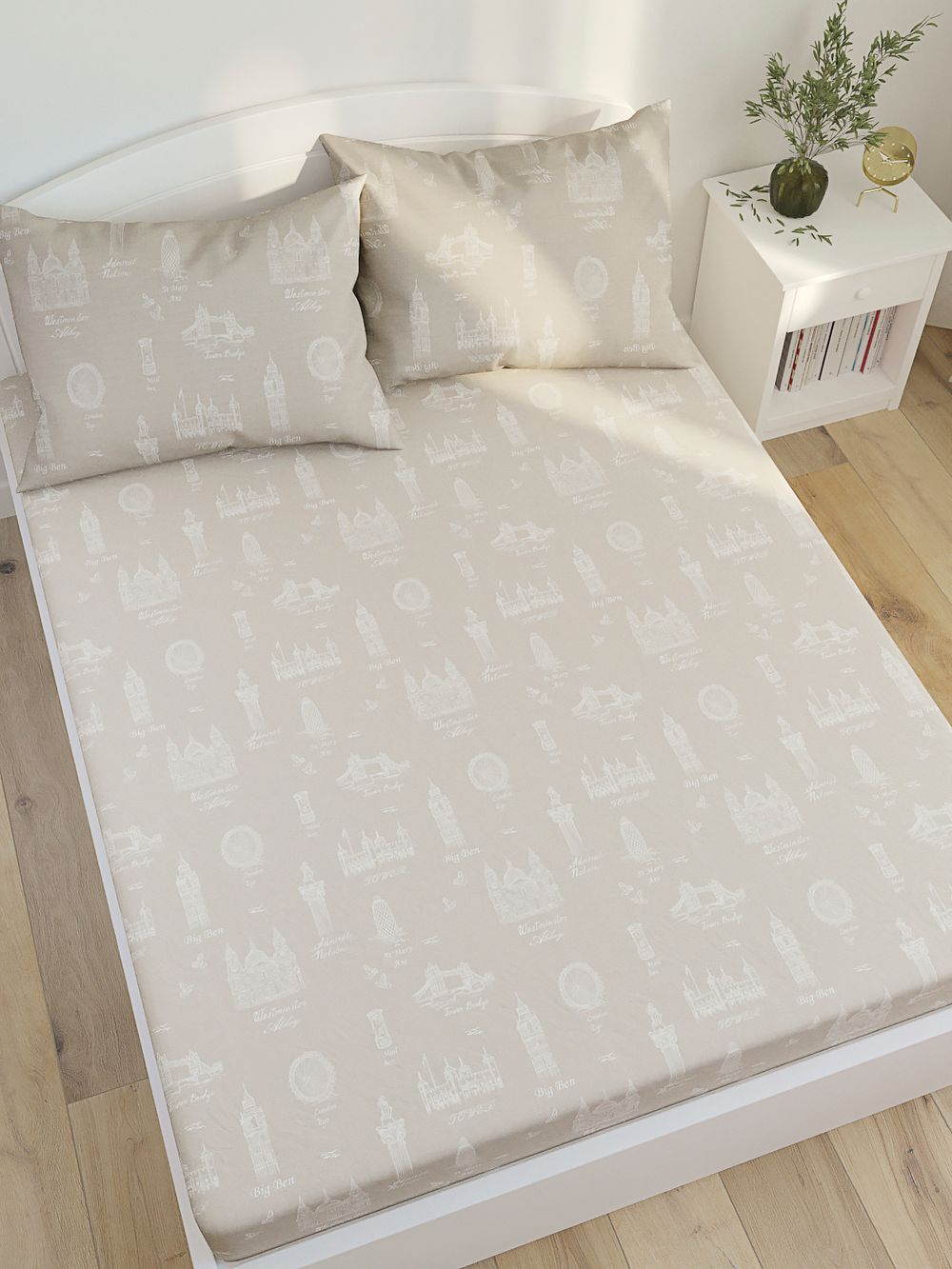 Постельное белье Сказка "Туманный альбион" 2-спальный Наволочка 50х70 см 2 шт Простынь 240х215 см Пододеяльник 175х215 см, перкаль