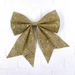 Бант Бриджит 24x28 см., 1 шт., золото с пайетками, Christmas DeLuxe (86830)