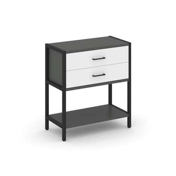 Shelf System Односекционный стеллаж двухярусный с ящиками SN.STM-212 Антрацит/Белый/Металл Черный 81