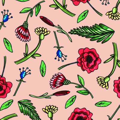 Цветы на розовом фоне