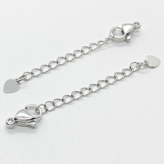 Замок-карабин с удлинителем, цвет серебро (родий), размер 12 мм, цена за 1 шт