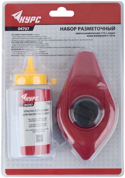 Шнур малярный отбойный, ABS пластиковый корпус 30 м + краска разметочная 115 гр.