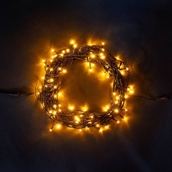 Светодиодная нить 100 желтых LED ламп, 10 м., 24В., черный провод ПВХ, LTC (PST100-11-1Y)