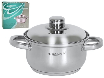 Кастрюля 3,4л нерж Гретта с металлической крышкой, индукция