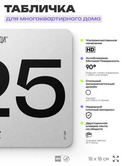 Табличка с номером этажа 25, для многоквартирного жилого дома, серия СОСЕДИ, 18х18 см, пластиковая, Айдентика Технолоджи