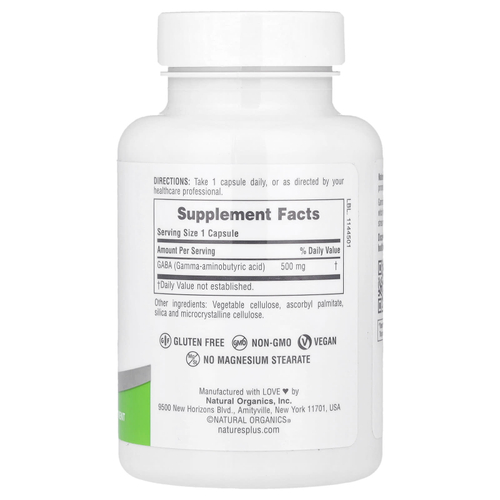 NaturesPlus, PRO GABA 500, 60 капсул (500 мг на капсулу)