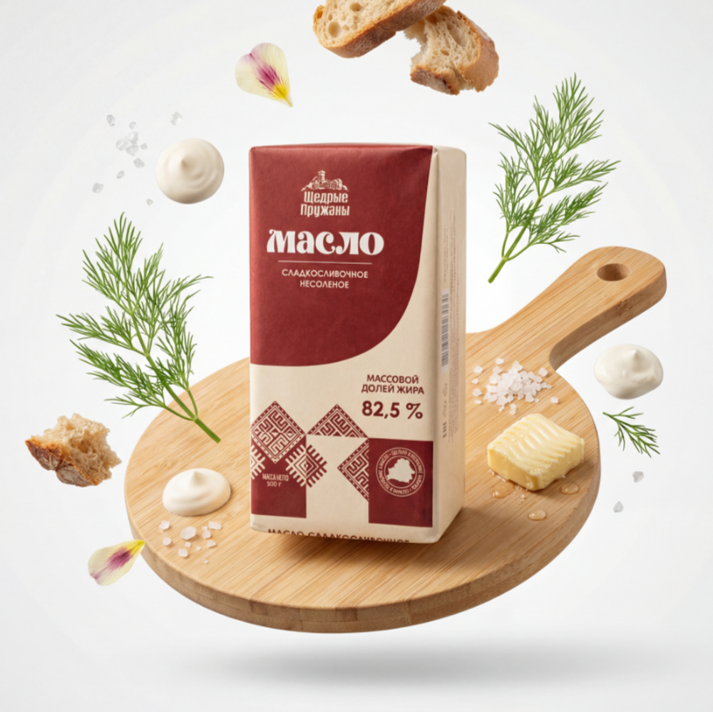 Масло сладкосливочное Щедрые Пружаны 82% 500 гр, Пружанский МЗ