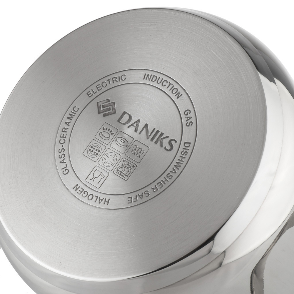 Кастрюля нерж, 1.9 л, крыш стекло, Daniks, Элегант, GS-01338-16CA-2, индукц