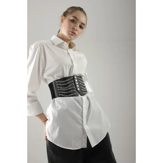 Ремень женский, XS-L, ширина 13 см, цвет черный