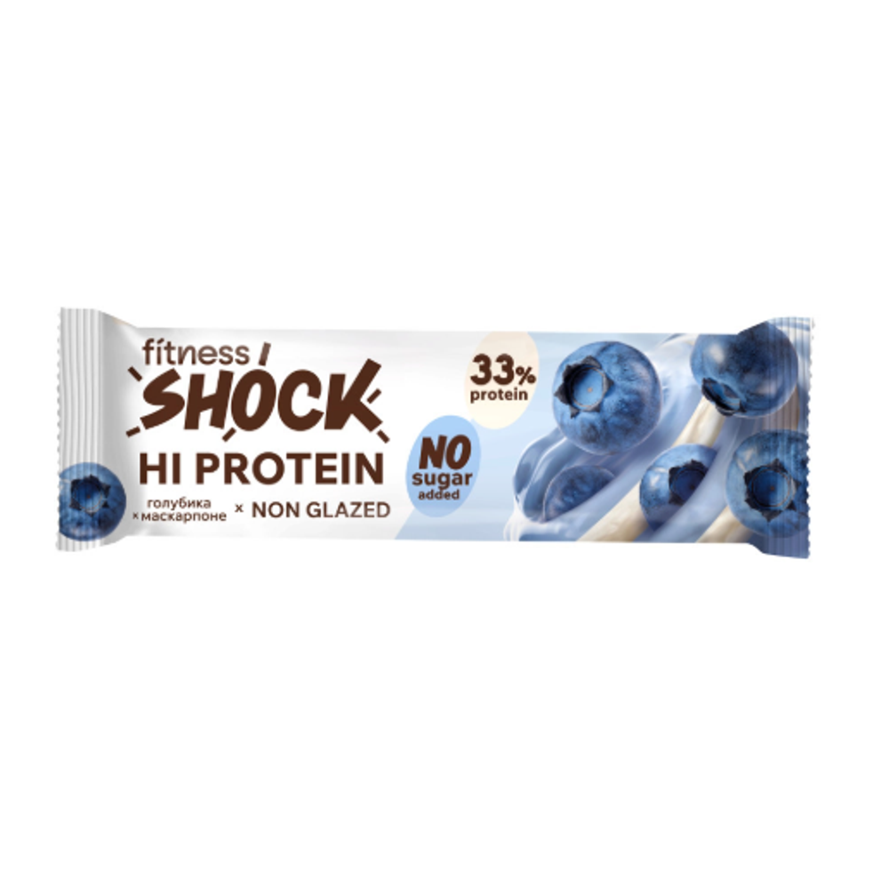 Протеиновый батончик HI PROTEIN FitnesShock 60 гр. Маскарпоне-голубика