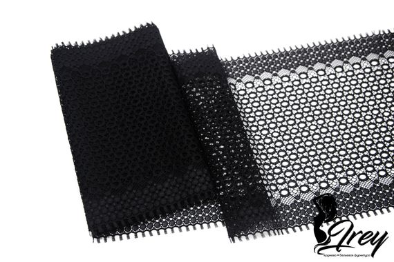 906 Кружево эластичное 19 см, перфорация, Италия, черный 170