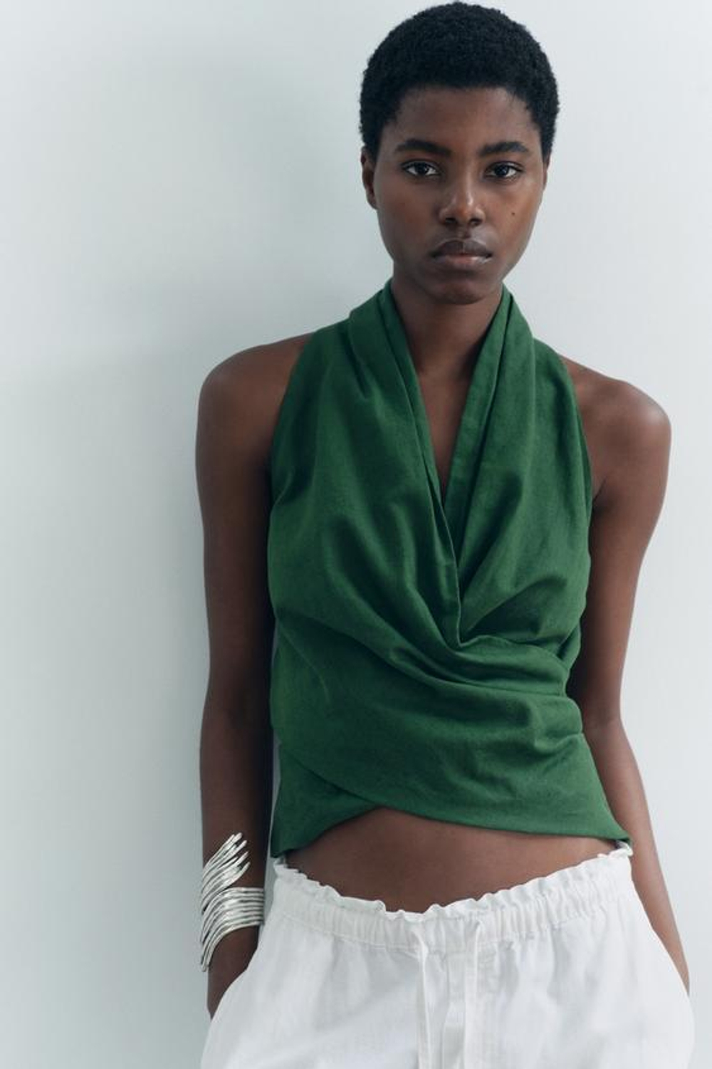 ZARA ТОП ИЗ СМЕСОВОГО ЛЬНА — ZW COLLECTION, ЗЕЛЕНЫЙ