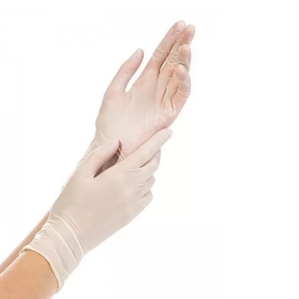 Перчатки латексные смотровые нестерильные неопудренные текстурированные DeMAX с полимерным покрытием размер M 50 пар