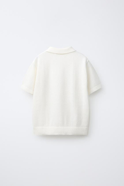 ZARA ПОЛО ИЗ ТКАНИ ПИКЕ, БЕЛЫЙ