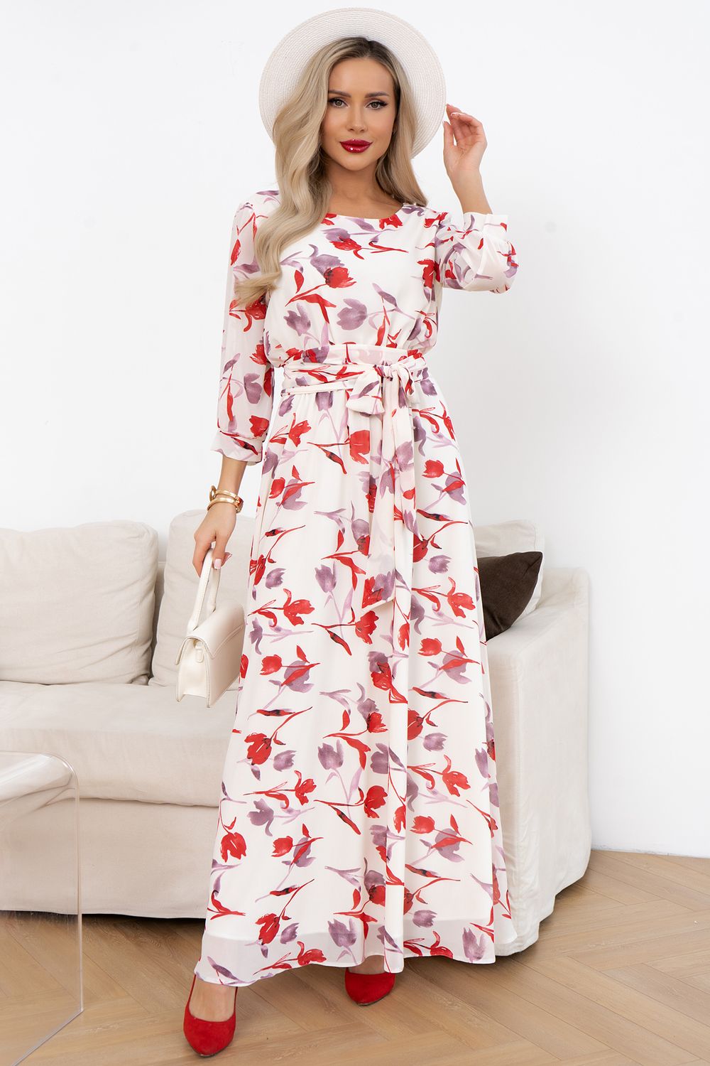 Платье Марго (айвори/тюльпаны) Р11-1245/3 Nikol (Акция)