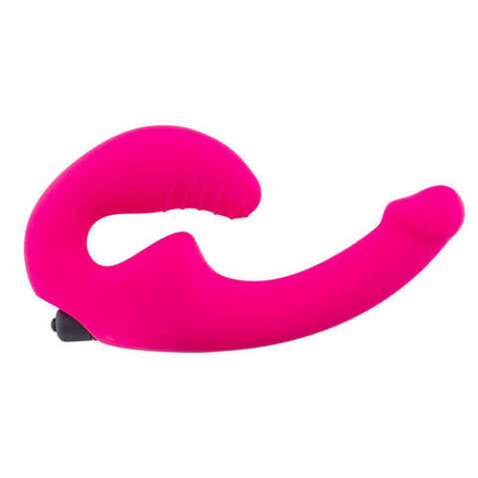 Безремневой страпон с вибрацией ярко-розовый