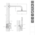 Встраиваемый термостатический смеситель для душа с тропическим и ручным душ ALEXIA K3687011NM чёрный