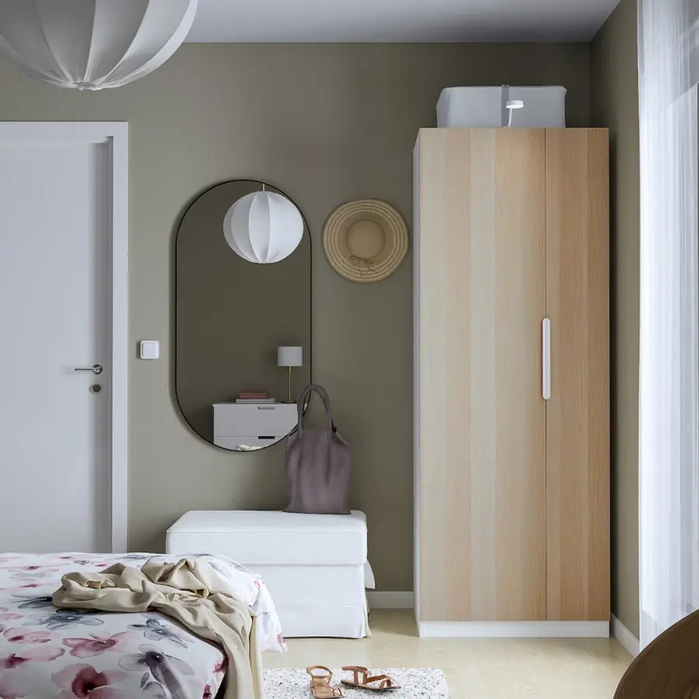 Гардероб - PAX / FORSAND IKEA/ПАКС/  ФОРСАНД ИКЕА,  201х75 см, белый/под беленый дуб