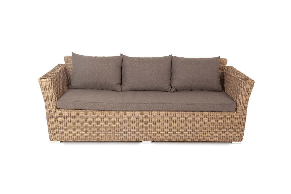 "Капучино" диван из искусственного ротанга трехместный, цвет соломенный