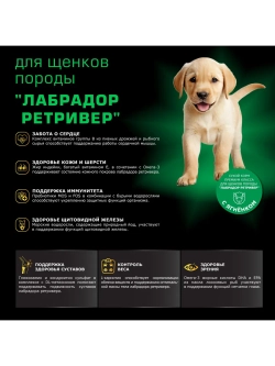 Корм для щенков породы Лабрадор ретривер, с ягненком, 2,5 кг
