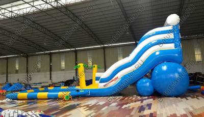 Надувной водный батут с бассейном «Пляжный оазис», 13*4,5*6 м