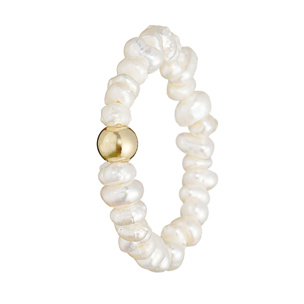 Кольцо- натуральный жемчуг, золотой элемент