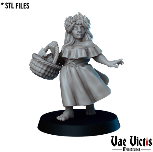 Полурослик Халфлинг Хоббит Гном с Корзинкой миниатюра для dnd, днд, pathfinder, фентези, Настольная игра, НРИ, Варгейм, РПГ