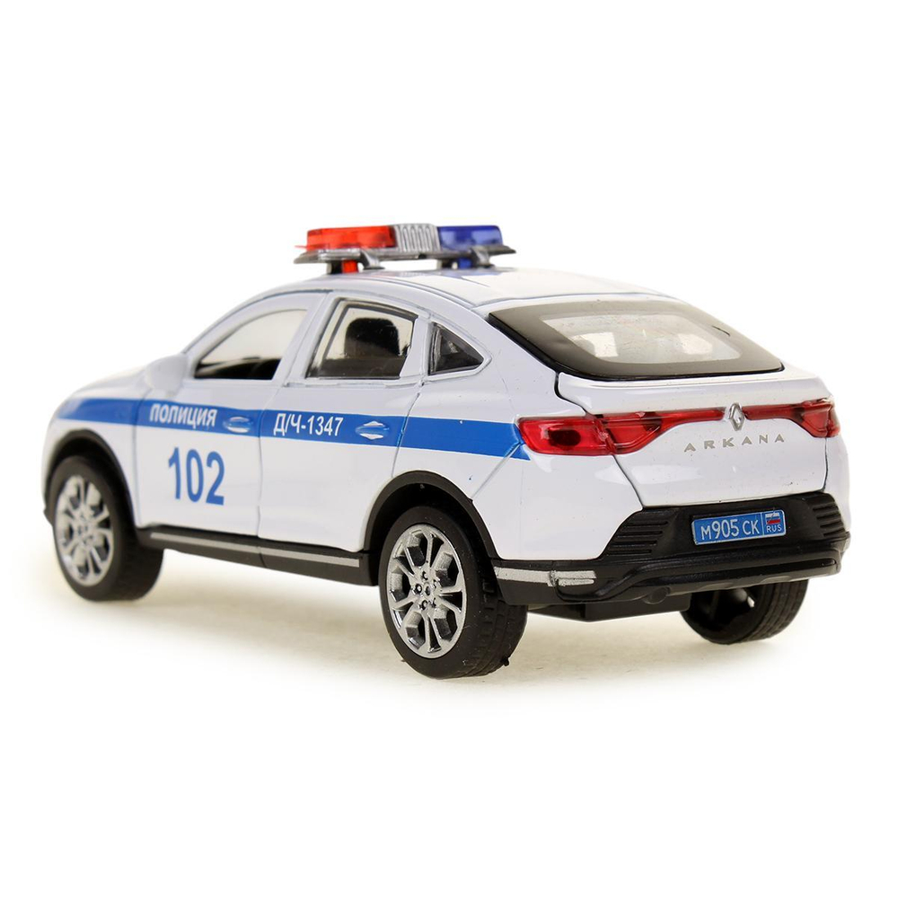 Модель инерционная металл. "Renault Arkana Полиция" 12см. свет-звук, двери, багаж, коробка ARKANA-12