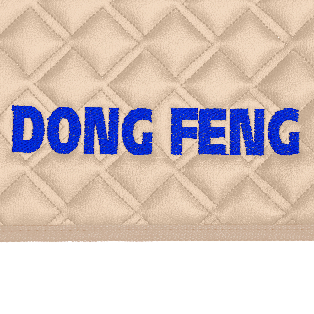 Ковры DongFeng GX, (экокожа, бежевый, бежевый кант, синяя вышивка)