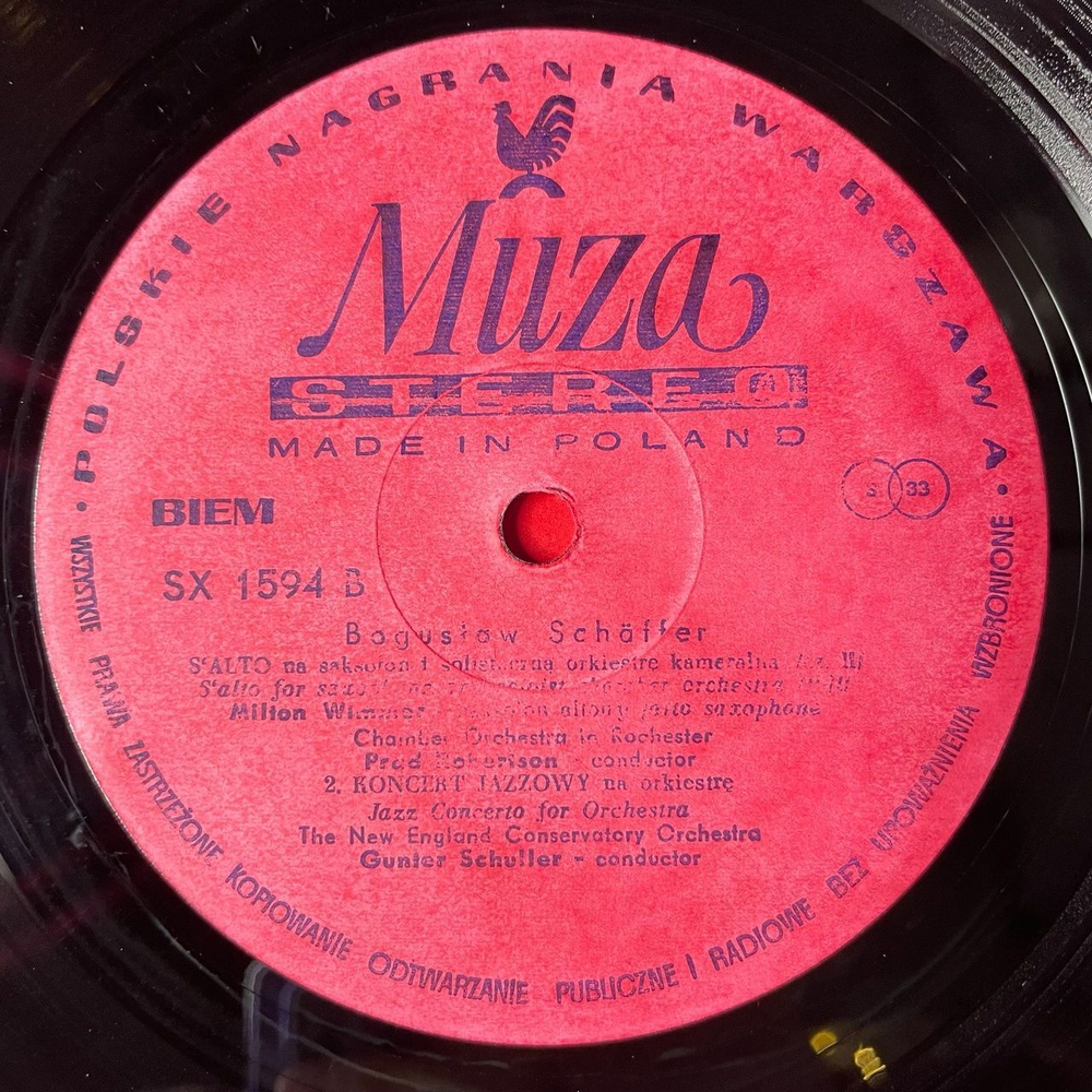 Винтажная виниловая пластинка LP Boguslaw Schaffer Quattro Movimenti, S'Alto, Koncert Jazzowy (Польша 1978)