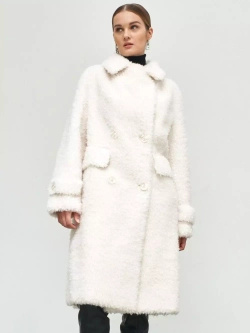 Шуба из шерсти мериноса чебурашка, белая, SilverFox