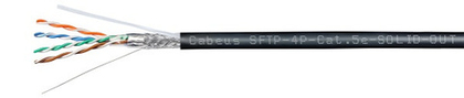 Кабель витая пара SF/UTP 5e кат. 4 пары Cabeus SFTP-4P-Cat.5e-SOLID-OUT-LSZH-UV