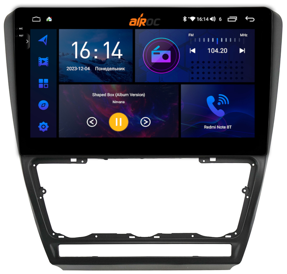 Магнитола для Skoda Octavia A5 2004-2013 (серебро/черный) - AIROC 2K RI-3202 Android 12, QLed+2K, ТОП процессор, 8/128Гб, CarPlay, SIM-слот