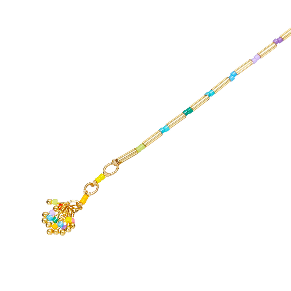 Браслет-золотые трубки, цветной бисер