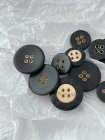 Пуговицы черные на прокол золото