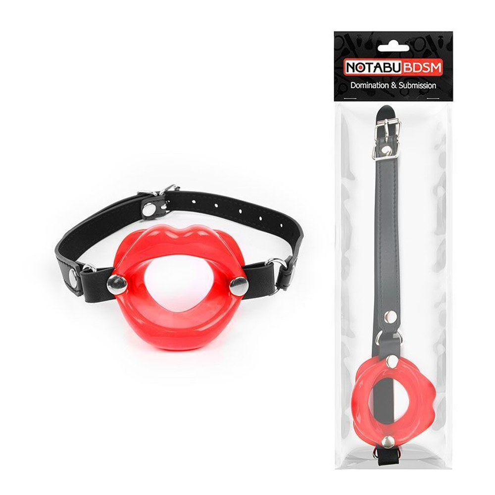 Красный кляп-губки на черном регулируемом ремешке (Цвет: красный с черным)