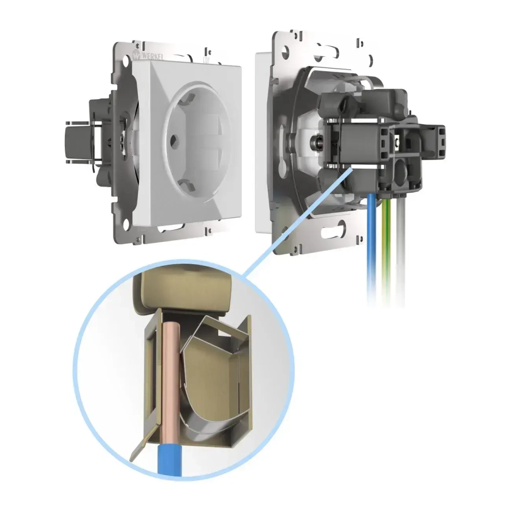 Розетка с заземлением безвинтовой зажим (черный матовый) W1171308