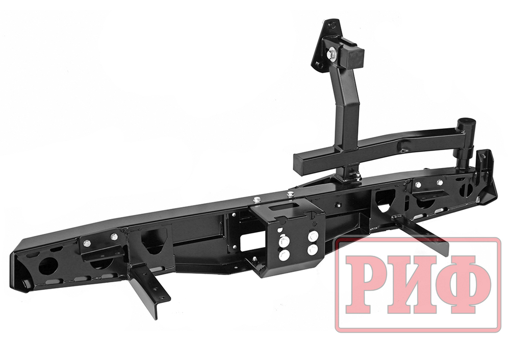 Бампер силовой задний УАЗ Хантер с площадкой под лебедку, калиткой, фонарями, подсветкой номера, лифт 65 мм РИФ