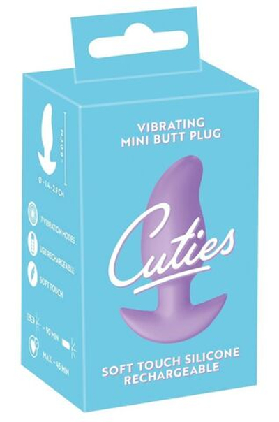Сиреневая анальная пробка с вибрацией Cuties Vibrating Mini Butt Plug - 8 см. (Цвет: сиреневый)