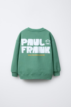 ZARA ТОЛСТОВКА С ПРИНТОМ PAUL FRANK ®, СВЕТЛО-ЗЕЛЕНЫЙ